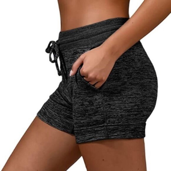 Marled Black Stretchy Shorts - Picture 1 of 2